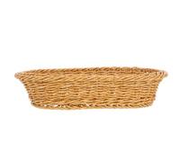 Healvian Oval Plastic Bread Serving Basket with Khaki Colour, Multifunctional and Flexible Use Woven Fruit and Snack Storage Basket for Dining Room and Hotel