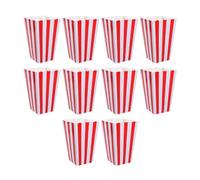 Healvian Paper Popcorn Boxes with Classic Striped Design for Party Favors 10pcs Red Small Popcorn Holders and Snack Serving for Movie Theme Party Supplies