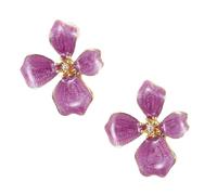 Healvian Pastel Floral Pearl Earrings for Women Lightweight Statement Flower Jewelry Elegant Gold Purple Tone Comfortable All Day Wear Wedding and Birthday Gift