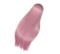 Healvian Pastel Pink Long Straight Synthetic Hair Wig with Adjustable Cap Natural Mid-part Women S Hairpiece for Daily Wear Parties Cosplay and Weddings