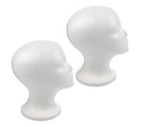 Healvian Pe Display Head Model Mannequin Stand Easy to Move Wig Stand 2pcs White for Wigs Hats Scarf for Shopping Mall or Painting Use