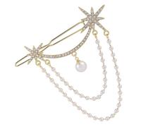 Healvian Pearl Rhinestone Hair Clamp with Tassel Chain Elegant Bobby Pin for Women and Decorative Hair Accessory for Various Hairstyles