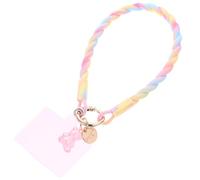 Healvian Phone Wrist Strap with Glow-in-the-Dark Silicone Bear Charm, Blue-Pink Gradient Smartphone Lanyard for Women, Anti-Lost Decorative Cell Phone Holder for Everyday Use