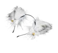 Healvian Plush Fox Ears Headband Bells, White Foxes Ears Hair Band for Cosplay and Masquerade Party Hair Accessories