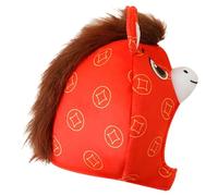 Healvian Plush Horse Hat Prop for Chinese Year Festival Cute Cartoon Mascot Headgear for Party Cosplay Comfortable Breathable Material Photo Accessory for Holiday Celebrations