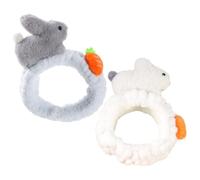 Healvian Plush Rabbit Makeup Hairbands 2pcs, Soft Spa Headbands for Washing Face, Cute Cartoon Bunny Ear Hairbands for Women and Girls, White and Blue