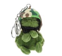 Healvian Plush Turtle Keychain with Green Helmet, Cute Stuffed Turtle Ornament Bag Hanging Decor, Soft Stuffed Animal Keyring Charm for Women and Birthday
