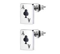 Healvian Poker Design Titanium Steel Earrings for Women, Fashion Ear Jewelry Accessory Random Spade A Pattern, Lightweight Stylish Ear Decor for Daily Wear