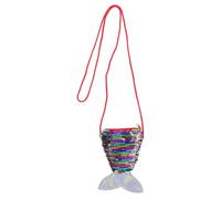Healvian Polyester Mermaid Tail Crossbody Bag with Adjustable Lanyard Two-Tone Glitter Sequins Fish Coin Purse for Stylish Colorful Change Purse Party Favor Accessory