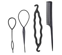 Healvian Portable Hair Bun Maker Set Bun Hair Clip Bun Braid Ponytail Maker Hairstyle Maker Kit 4pcs Holder Clip Roll Styling Tools Hairdress Kit Easy to Create Fashion Hairstyles