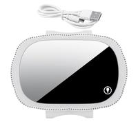 Healvian Portable LED Car Mirror with Touch Sensor Light Car Visor Vanity Mirror for Automotive Interior Use - High Durability 7.23 X 4.79 X 1.18 in White Light-Up
