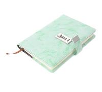 Healvian Portable Lock Diary Notebook with Marble Cover, Thick Green Password Lock Journal for Students and Household, Secure Record Writing Pad for Office and School Use