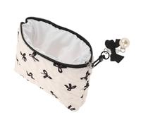 Healvian Portable Makeup Bag with Chic Bowknot Accent Multifunctional Cosmetic Organizer for Women Travel Toiletry Storage with Ample Space Stylish and Elegant Cosmetics Holder