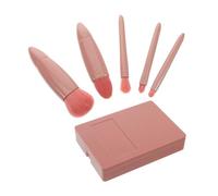 Healvian Portable Mini Travel Makeup Brush Set Mirror Case Complete Function Cosmetic Brush for Women Easy-taken Eye Blush Makeup Tool