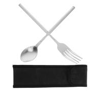Healvian Portable with Storage Bag Stainless Steel Telescopic Fork and Spoon Set Multipurpose Extendable Long Handle Utensils for Outdoor Activities and Travel