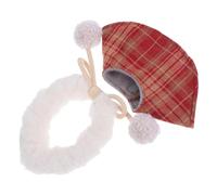 Healvian Princess Doll Costume Cape for Plushies, Red Plaid Hooded Cloak Clothes for Holiday Dress-Up, Christmas Miniature Doll Accessories and Stuffed Animal Outfits