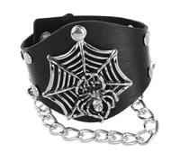 Healvian Punk Skull Bracelet for Halloween Adjustable Gothic Cuff Jewelry Edgy Spider for Men Women Unique Statement Wristband for Festive Flair