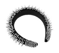 Healvian Punk Style Crystal Rivet Headband Women Fashion Statement Headwear Goth Hair Accessories for Festival Pride Halloween