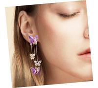Healvian Purple Butterfly Zirconia Drop Earrings for Women Fairy Style Dangle Crystal Earrings for Prom Wedding and Special Occasions Lightweight Boho Jewelry Gift