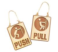 Healvian Push Pull Door Wooden Signs Store Sign Plaque 12x8x0.5 Inch Minimalist Rustic Wood Material with Jute Rope Enhancing Ambiance Multipurpose Application for Public Places