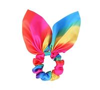 Healvian Rabbit Ear Hair Tie Set 2pcs Elastic Ponytail Holder Rainbow Tassel for Girls Kids Hair Accessories