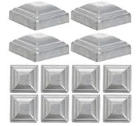 Healvian Railing Fence Post Covers 12Pcs Iron Square Caps for Steel Posts Traffic Barriers and Gate Frames Garden Protection 50X50Mm