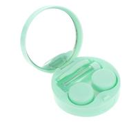 Healvian Rainbow Design Lens Case Eye Care Holder with Tweezers and Picking Stick Portable Lens Container for Travel and Daily Use Green Frosted Finish