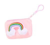 Healvian Rainbow Plush Coin Purse Keychain Cute Change Wallet Mini Pouch Bag Charm for Keys Mobile Decoration for Shopping and Parties