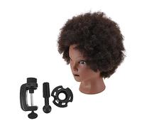 Healvian Real Hair Afro Mannequin Head for Hairdressing Training Thick Soft Hair Braiding Practice Model for Barbers and Salons Lifelike African Styling Mannequin Cosmetology Equipment