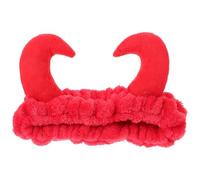 Healvian Red Plush Devil Horn Headband for Women, Soft Elastic Hairband Practical Accessory That Won't Damage Hair, for Facial Spa and Makeup Routine