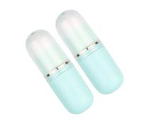 Healvian Retractable Mini Makeup Brush Set 2pcs Travel Capsule Blush and Foundation Brushes Blue Portable Cosmetic Tool for Liquid and Powder Application