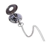 Healvian Retro Classic Roman Numerals Pocket Watch with Dual Display Dial and Thin Black Chain Vintage Steampunk Flip Watch for Men Durable and Practical Timepiece Accessory