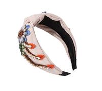 Healvian Retro Headband Embroidery and Rhinestone Decor for Elegant Girl Hair Accessory for Wedding Guest and Festival Accessories Women