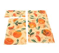 Healvian Reusable Beeswax Food Wraps 3 Pack Sustainable Beeswax Cloth Sheets Natural Alternative to Plastic Biodegradable Food Preservation Orange Design