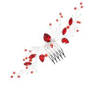 Healvian Rhinestone Bridal Hair Comb Clip Red Side Hairpin for Women Wedding Accessories Elegant Hairpiece for Brides and Special Occasions