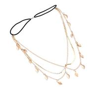 Healvian Rhinestone Leaf Forehead Chain Headband for Women Handmade Alloy Hair Jewelry Layered Vintage Headpiece for Weddings Parties Beachwear One Fits