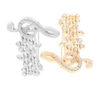 Healvian Rhinestone Music Note Brooches 2pcs Alloy Pins for Women, Comfortable Lapel Accessories for Thanksgiving, Mother's Day, and Daily Wear
