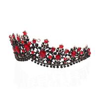 Healvian Rhinestone Tiara Bridal Crown Vintage Queen Headband Crystal Decoration for Halloween Wedding and Prom Red