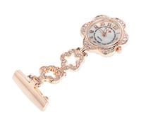 Healvian Rose Gold Rhinestone Nurse Pocket Watch Fashion Alloy Fob Watch for Professionals Portable Hanging Design for Doctors and Nurses