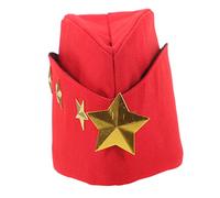 Healvian Russian Captain Hat for Men Red Canvas Sailor Star Military Style Costume Party Accessory for Cosplay Halloween Christmas Sailboat Events