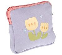 Healvian Sanitary Napkin Storage Bag, Cute Menstrual Pad Bag with Zipper Portable Sanitary Napkin Storage Tampons Holder Coin Bag for Purse First Period Kit Purple
