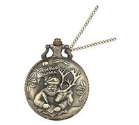 Healvian Santa Claus Pocket Watch Christmas Season Alloy Retro Pendant | Removable Chain with Hook, round Dial and Large Arabic Markers, 12-hour 24-hour Display Random Style