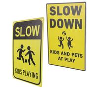 Healvian School Zone Traffic Sign 2Pcs Boys and Playing Warning Signs Smooth Surface for Road Safety