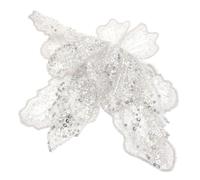 Healvian Sew-on Floral Applique Lace Flower Accessories Silver Mesh Plastic Sparkling Beaded Bodice Accessory for Stage Shows and Group Performances
