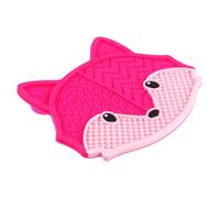 Healvian Silicone Fox-Shaped Makeup Brush Cleaning Mat with Suction Cup Portable Cosmetic Brush Scrubber Pad in Rose Red and Travel Use