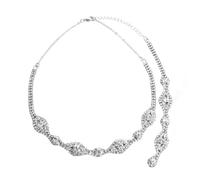 Healvian Silver Crystal Tassel Pendant Back Chain Necklace for Women Bridal Wedding Jewelry Elegant Dainty Design Suitable for Parties and Daily Wear