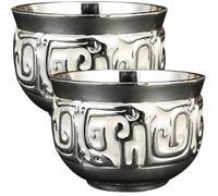 Healvian Small Alloy Wine Cups Metal with Unique Texture and Stable Sturdy Design 2pcs 30ml Silver Drinking Cups in Elegant European Style for Wine Gathering and Casual Sipping