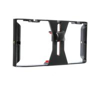 Healvian Smartphone Video Grip Rig with Cold Shoe Mounts and Threads Handheld Mobile Filming Cage Bracket for Steady Shots and LED Light Mic Installation Black Red
