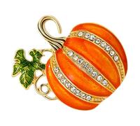 Healvian Sparkling Rhinestone Pumpkin Brooch Pin for Women, Decorative Alloy Pumpkin Shape Festive Touch, Versatile Pin for Work and Leisure, Stylish Halloween Clothing Accessory