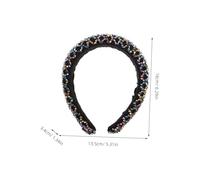 Healvian Sparkly Rhinestone Beaded Headband Wide Handmade Hairband for Women Lightweight Travel-friendly Glitter Hair Accessory with Multicolored Beads Elegant Boho Style Jewelry for